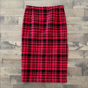 NO.21 Gilmar Red and Black Plaid Pencil Skirt IT40